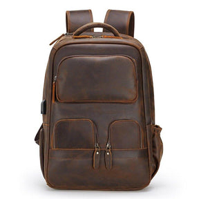 Mens Leather Backpack Multi Pocket