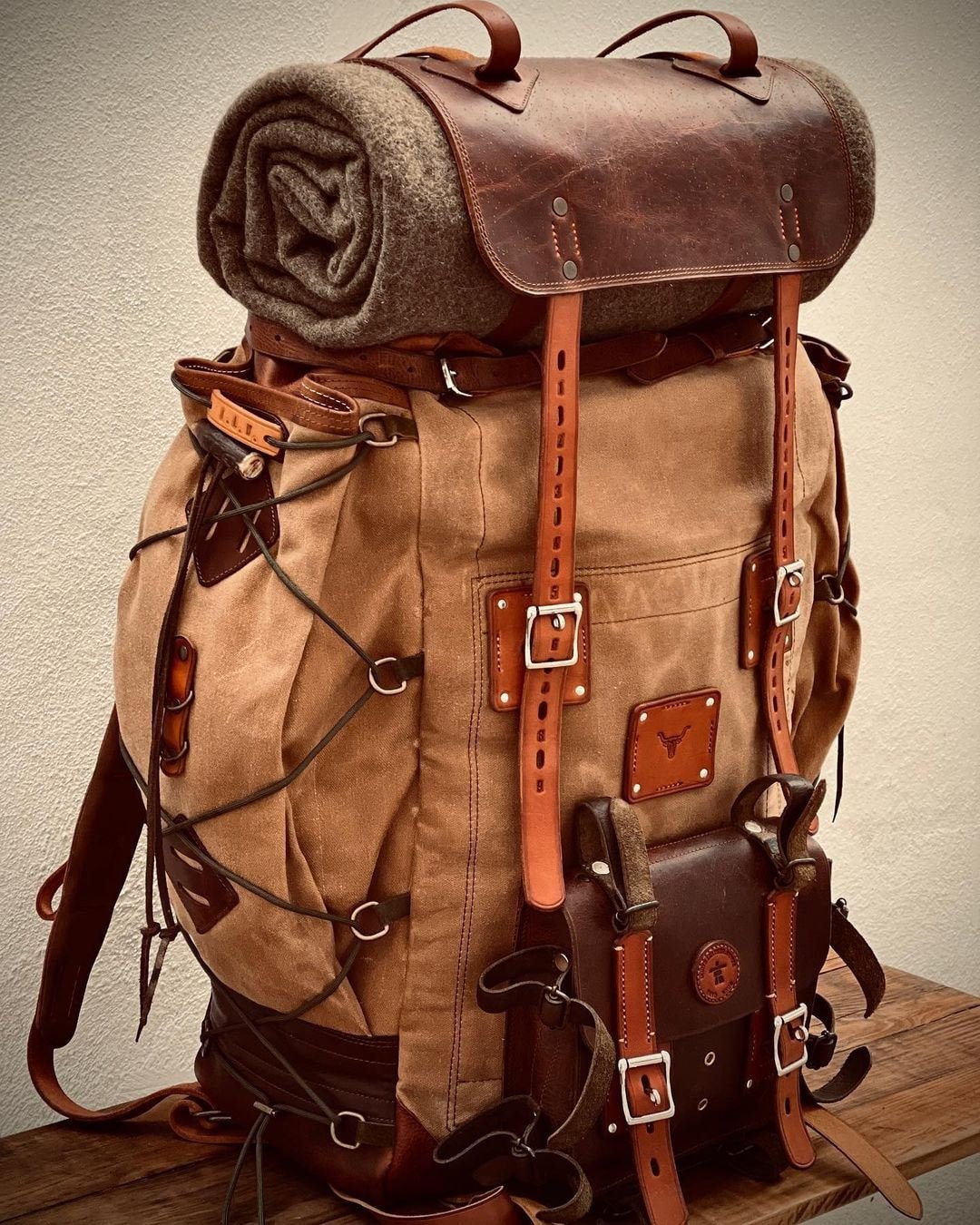 Waxed Canvas and Leather Backpack