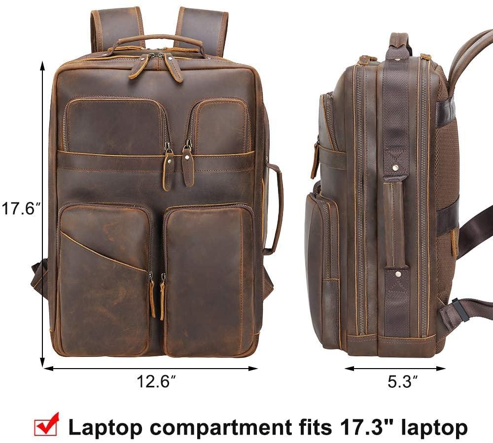 Woosir 15.6 inch Computer Leather Backpack College 17"