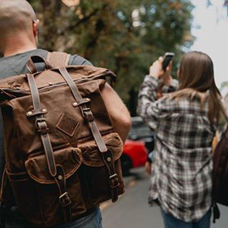 Large Vintage Backpack Rucksack Canvas Travel