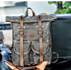 Large Vintage Backpack Rucksack Canvas Travel