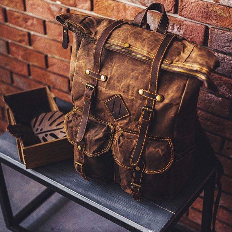 Large Vintage Backpack Rucksack Canvas Travel