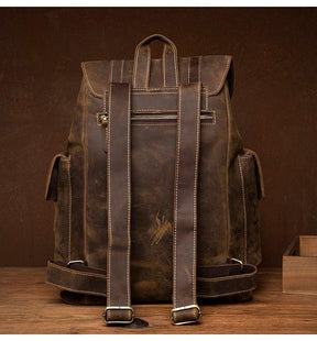 Woosir Brown Backpack Leather for Laptop 17.3 Inch