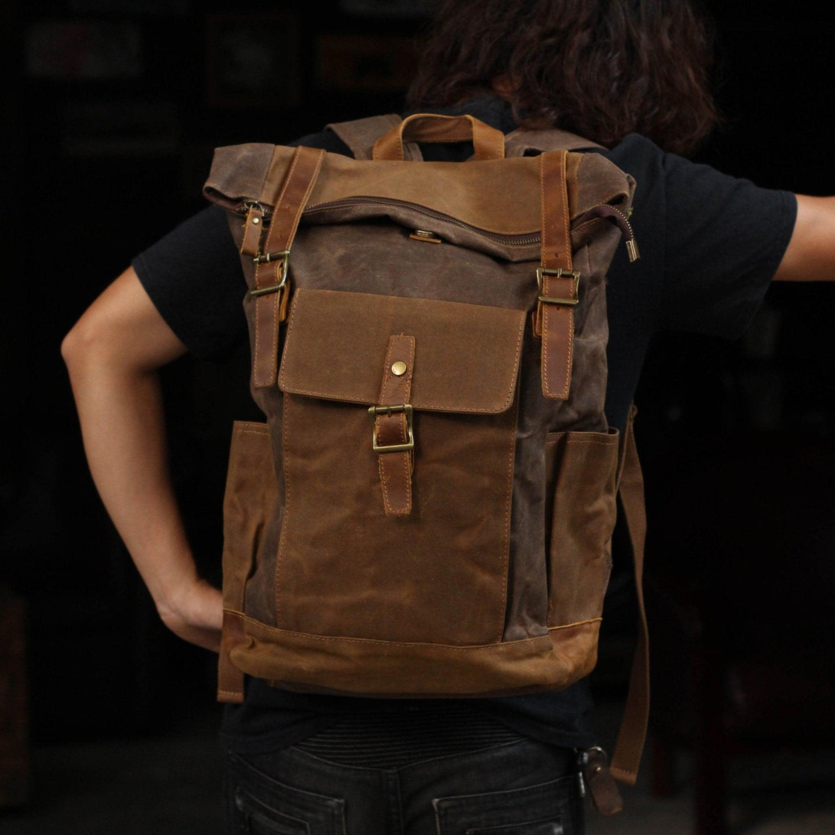 Vintage Canvas Backpack Rucksack Mens