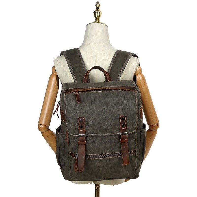 Waxed Canvas Vintage Backpack Laptop for School