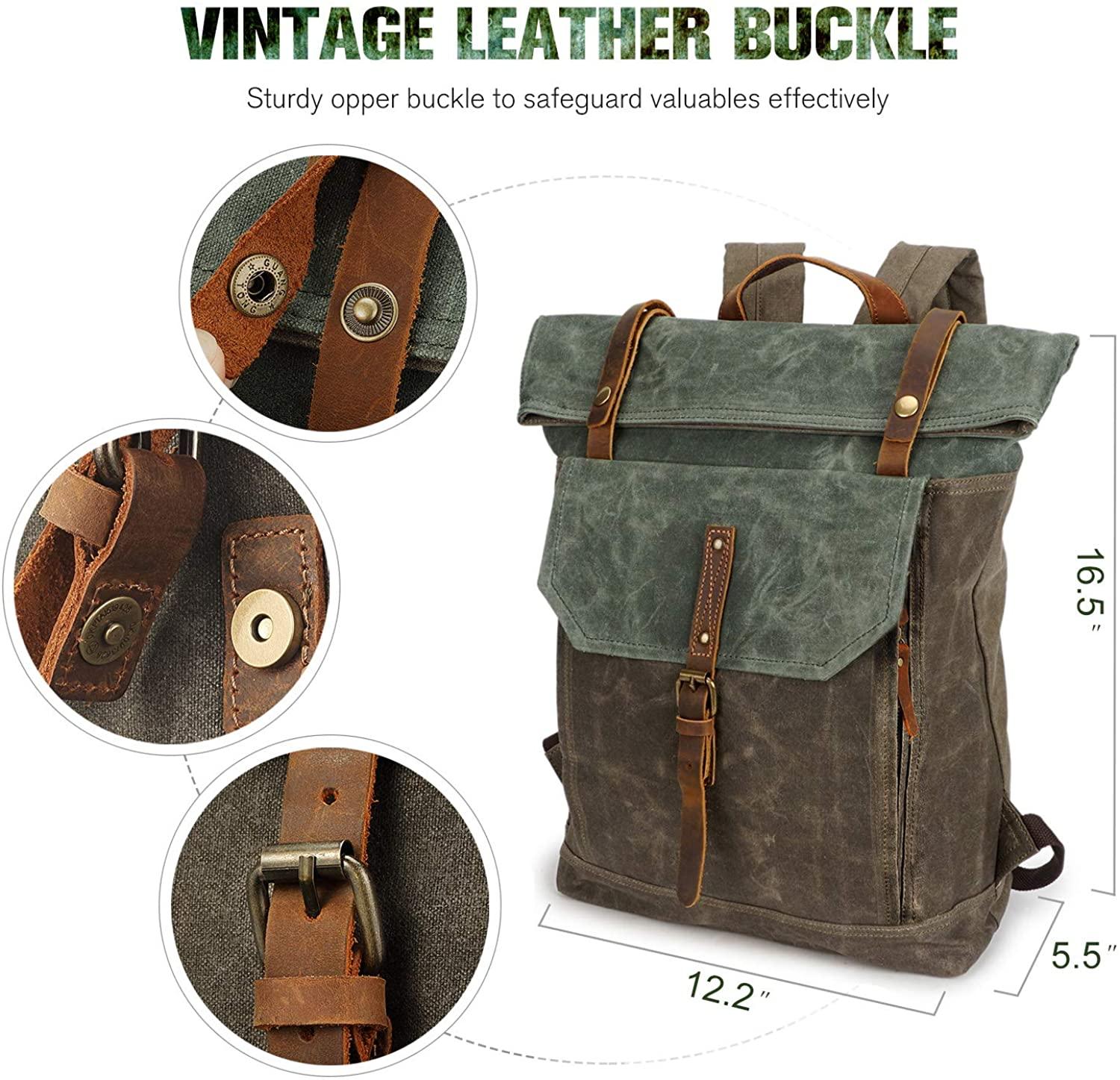 Vintage Backpack Roll Top with Laptop Sleeve