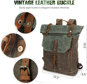 Vintage Backpack Roll Top with Laptop Sleeve