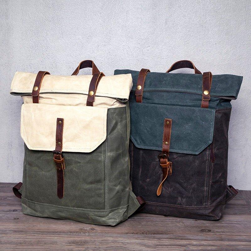 Vintage Backpack Roll Top with Laptop Sleeve