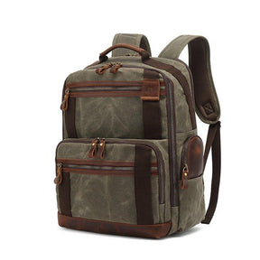 Waxed Canvas Vintage Backpack with Trolley Sleeve