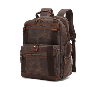 Waxed Canvas Vintage Backpack with Trolley Sleeve