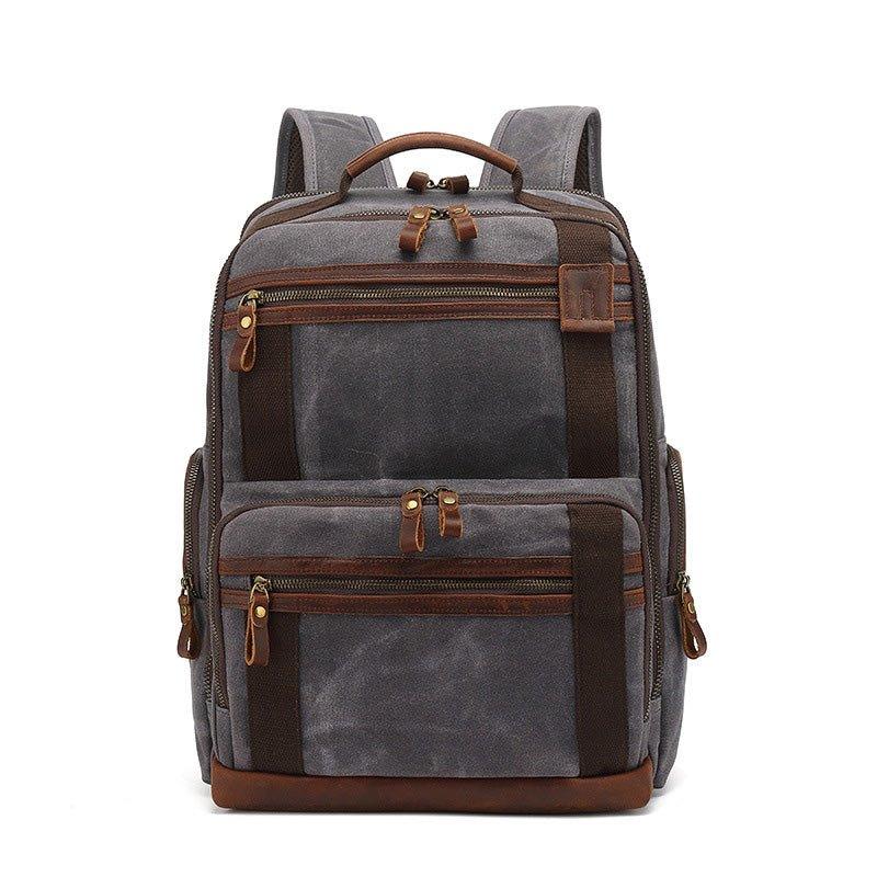 Waxed Canvas Vintage Backpack with Trolley Sleeve