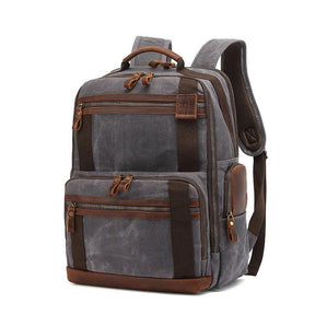 Waxed Canvas Vintage Backpack with Trolley Sleeve