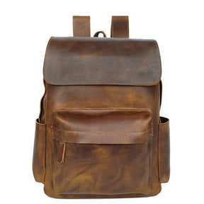 Mens Vintage Leather Backpack for Work