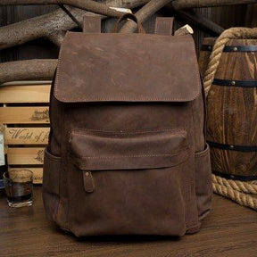 Mens Vintage Leather Backpack for Work