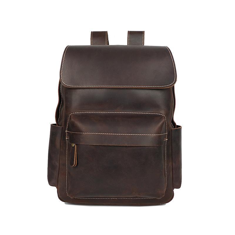 Mens Vintage Leather Backpack for Work