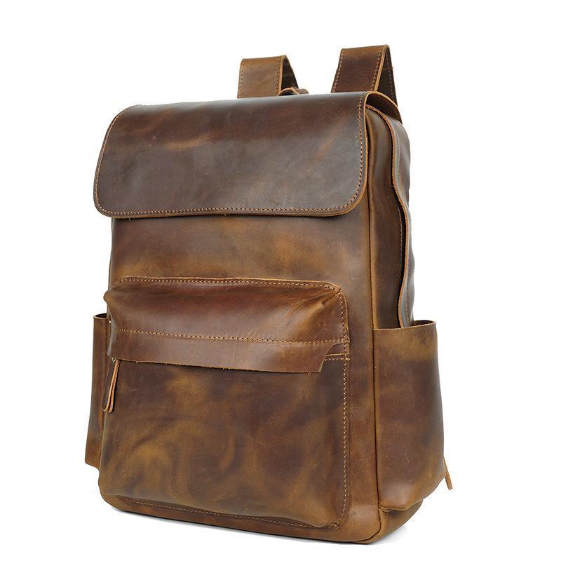 Mens Vintage Leather Backpack for Work