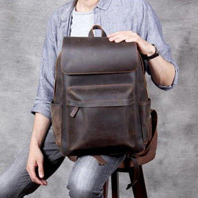 Mens Vintage Leather Backpack for Work