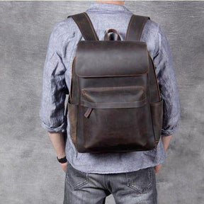 Mens Vintage Leather Backpack for Work