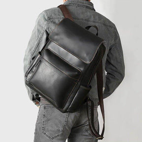 Mens Vintage Leather Backpack for Work