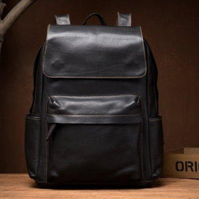 Mens Vintage Leather Backpack for Work