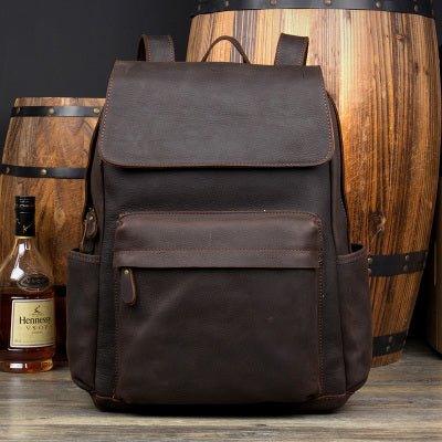 Mens Vintage Leather Backpack for Work