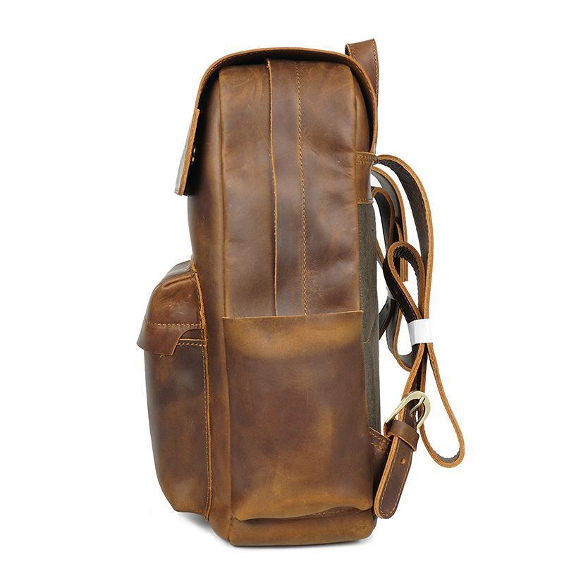 Mens Vintage Leather Backpack for Work