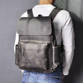 Mens Vintage Leather Backpack for Work