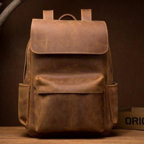 Mens Vintage Leather Backpack for Work