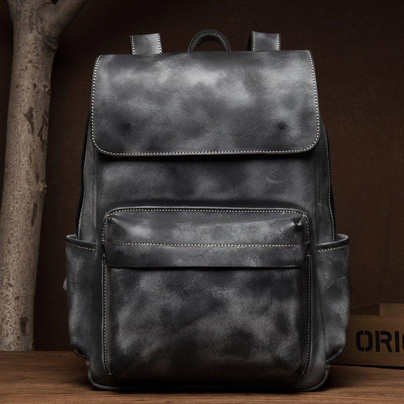 Mens Vintage Leather Backpack for Work