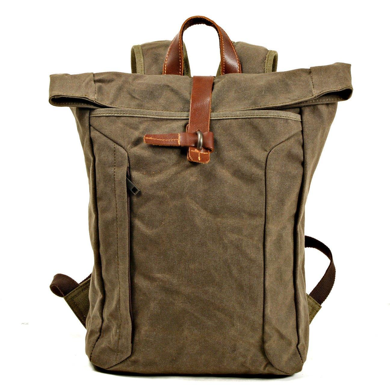 Mens Vintage Roll Top Backpack Laptop