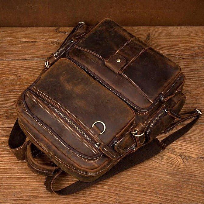 Brown Vintage Leather Backpack Laptop for Men