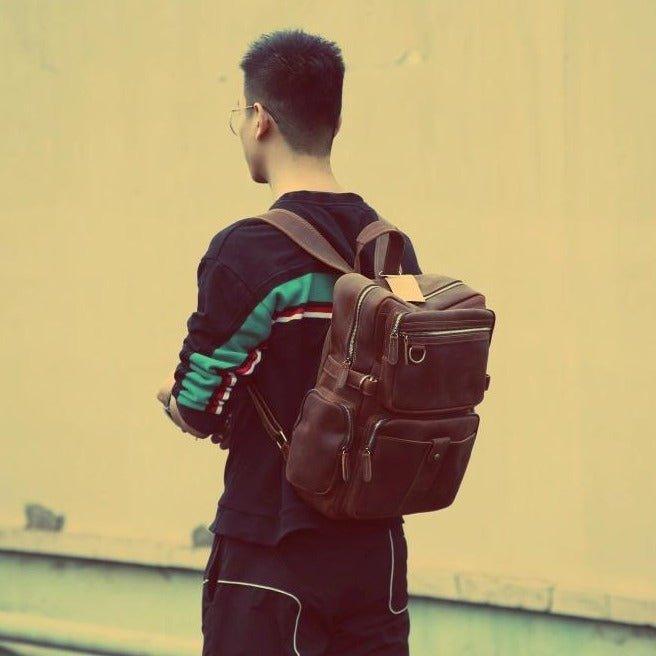 Brown Vintage Leather Backpack Laptop for Men