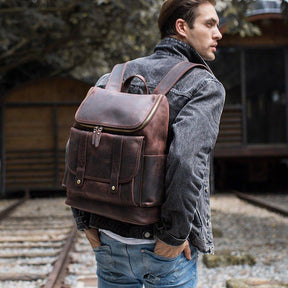 Vintage Leather Backpack for 16 Inch Laptop