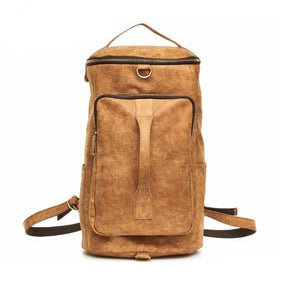 Mens Leather Cylindrical Backpack Large