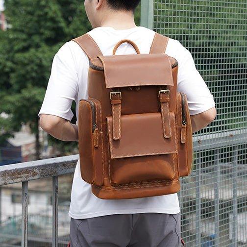 Woosir Large Leather Laptop Backpack, School, Travel