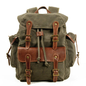 Large Waxed Canvas Vintage Backpack Mens