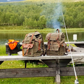 Large Waxed Canvas Vintage Backpack Mens