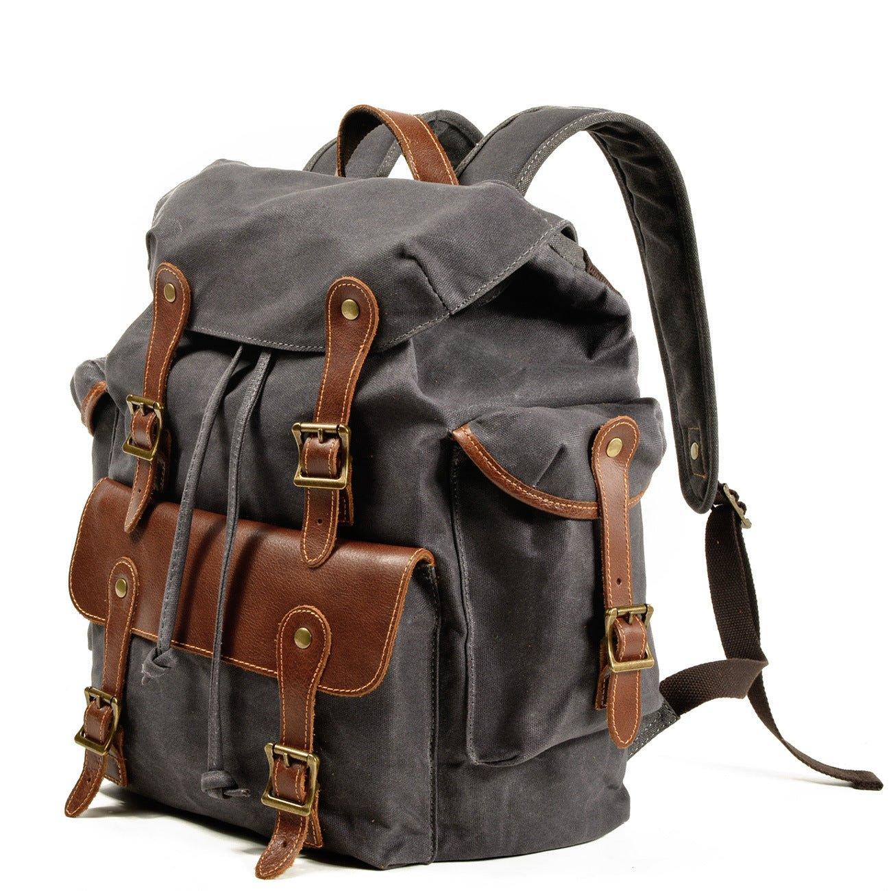 Large Waxed Canvas Vintage Backpack Mens