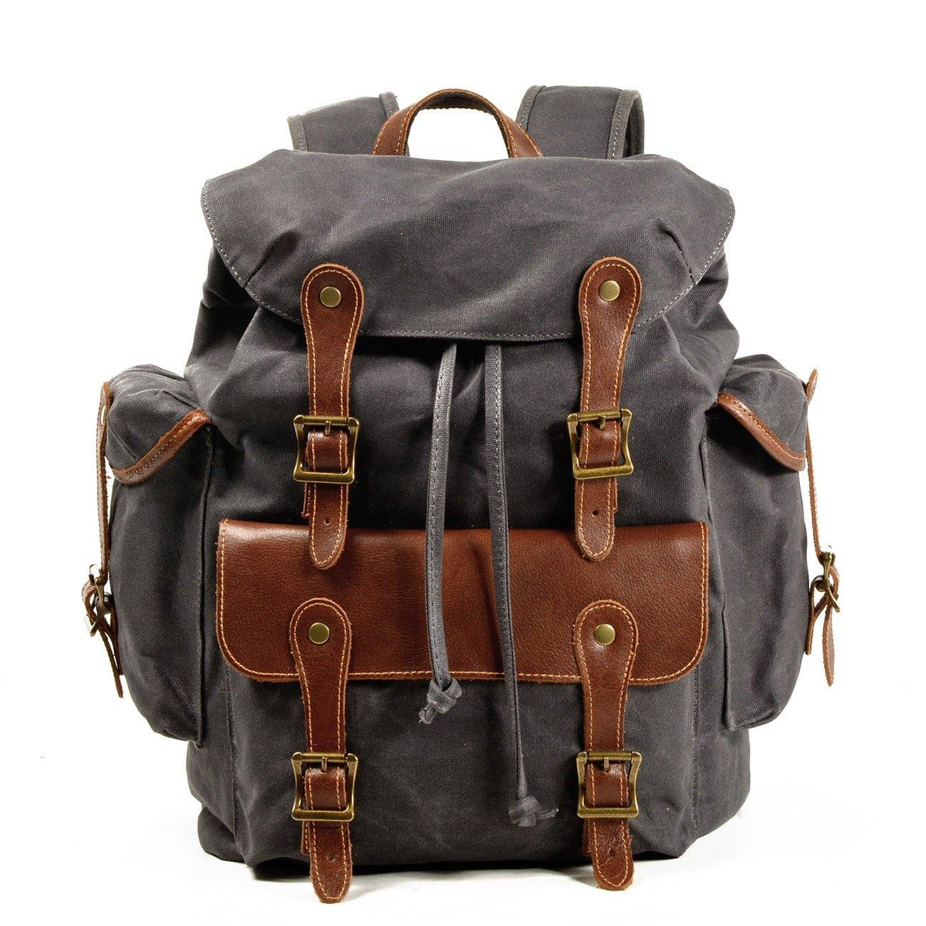 Large Waxed Canvas Vintage Backpack Mens