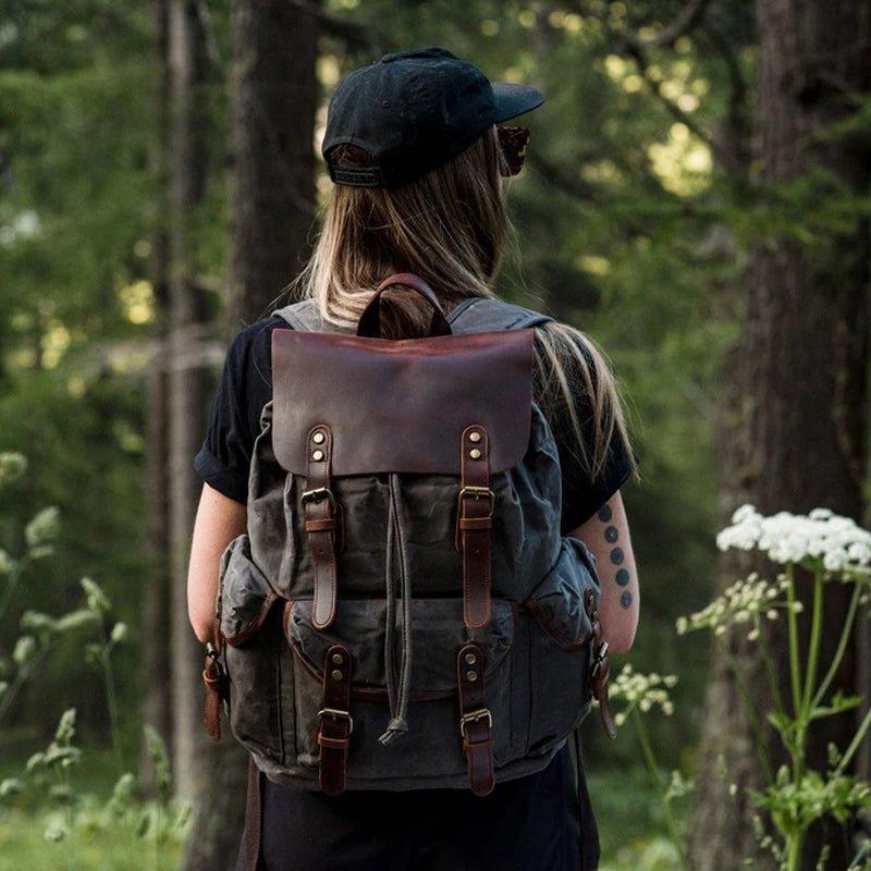 Large Leather and Canvas Backpack Rucksack