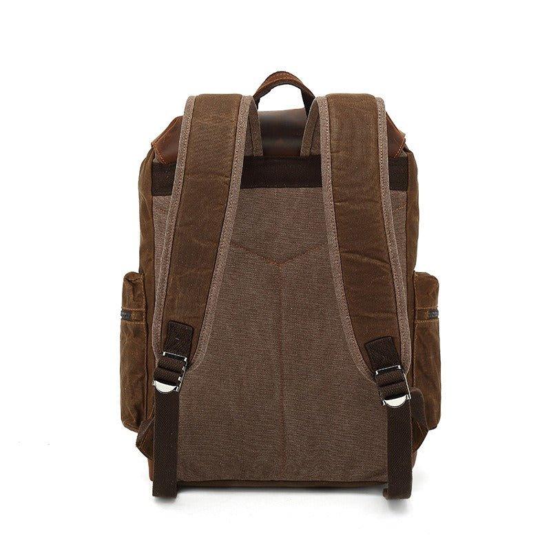 Vintage Leather and Canvas Backpack with Laptop Sleeve