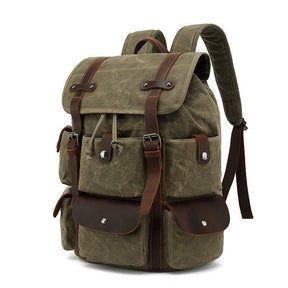 Woosir Leather Canvas Backpack Mens with Laptop Sleeve