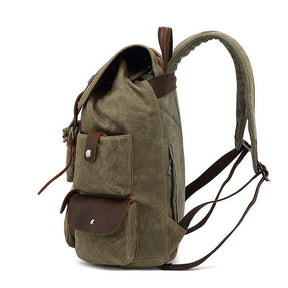 Woosir Leather Canvas Backpack Mens with Laptop Sleeve