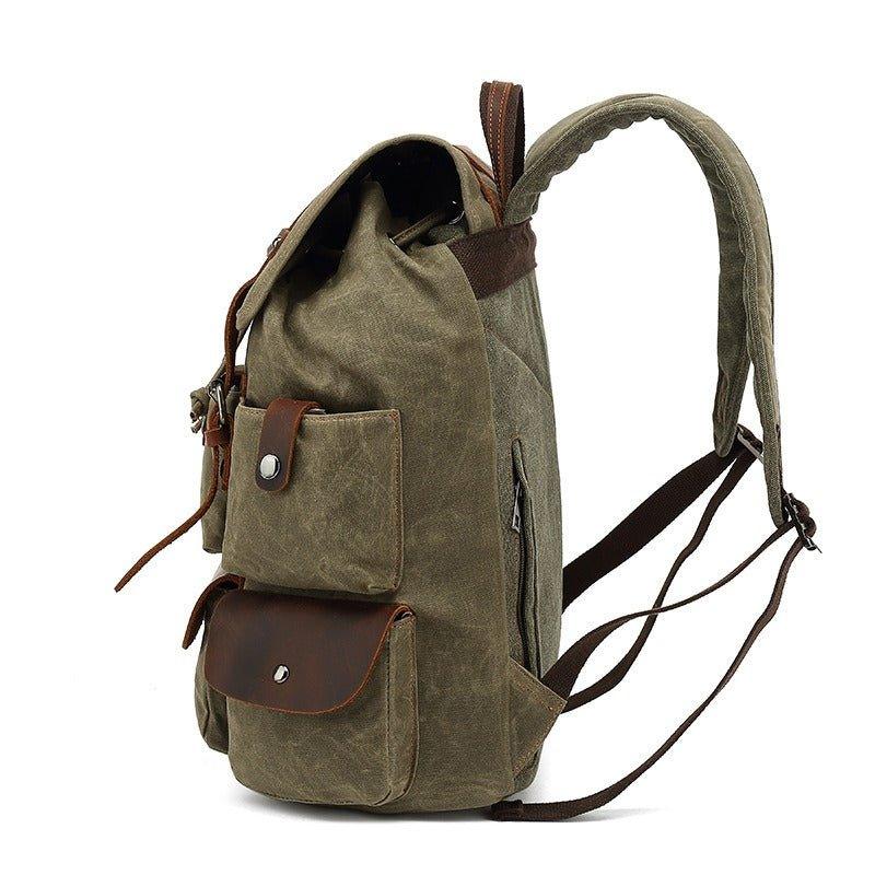 Woosir Leather Canvas Backpack Mens with Laptop Sleeve