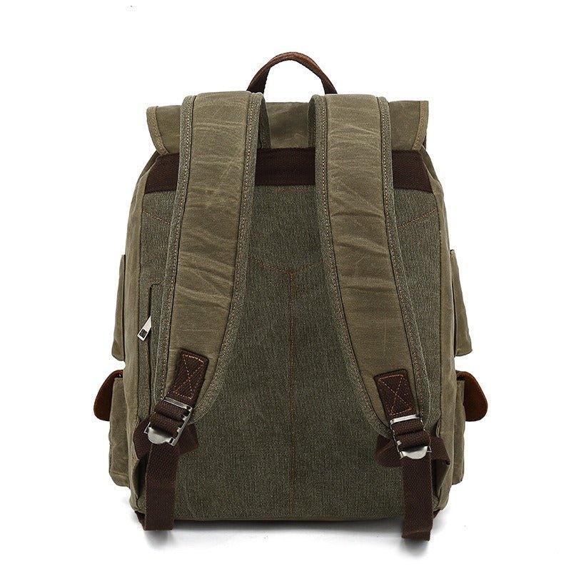 Woosir Leather Canvas Backpack Mens with Laptop Sleeve