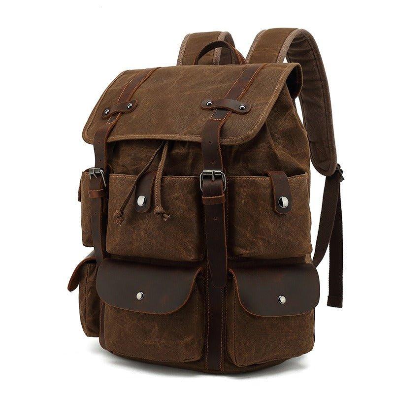 Woosir Leather Canvas Backpack Mens with Laptop Sleeve