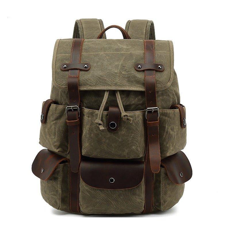 Woosir Leather Canvas Backpack Mens with Laptop Sleeve