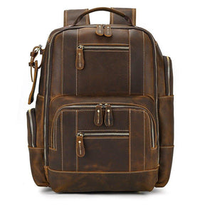 Large Vintage Mens Leather Backpack for Travel