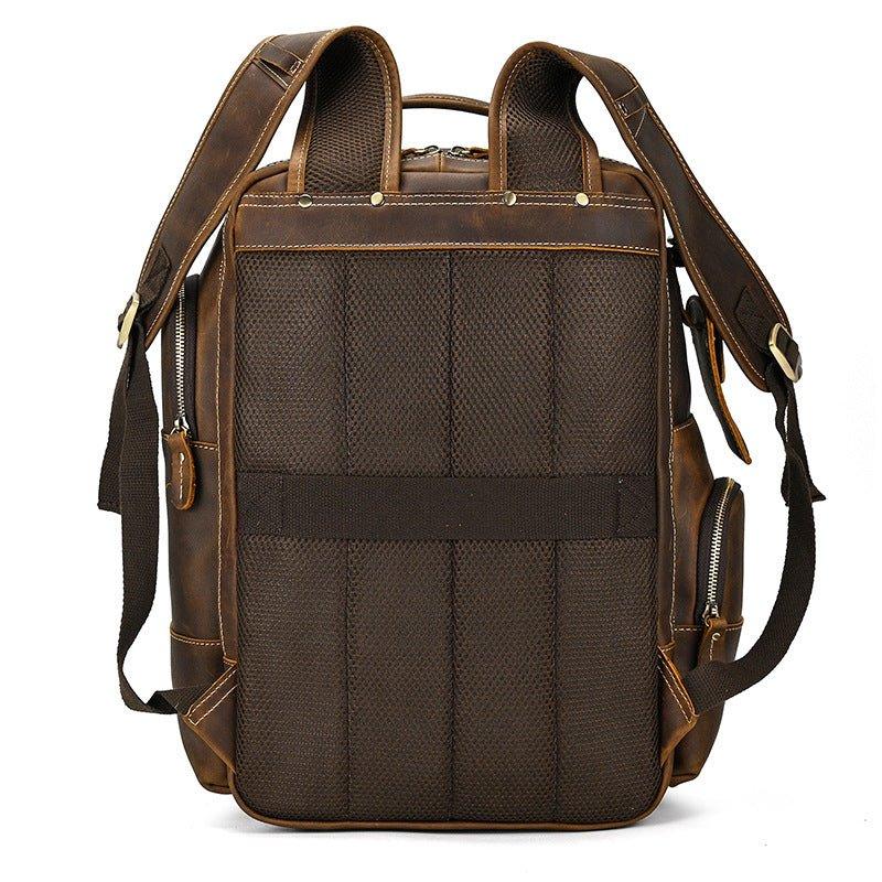 Large Vintage Mens Leather Backpack for Travel