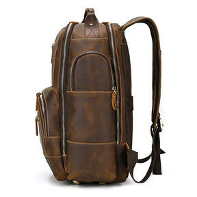 Large Vintage Mens Leather Backpack for Travel